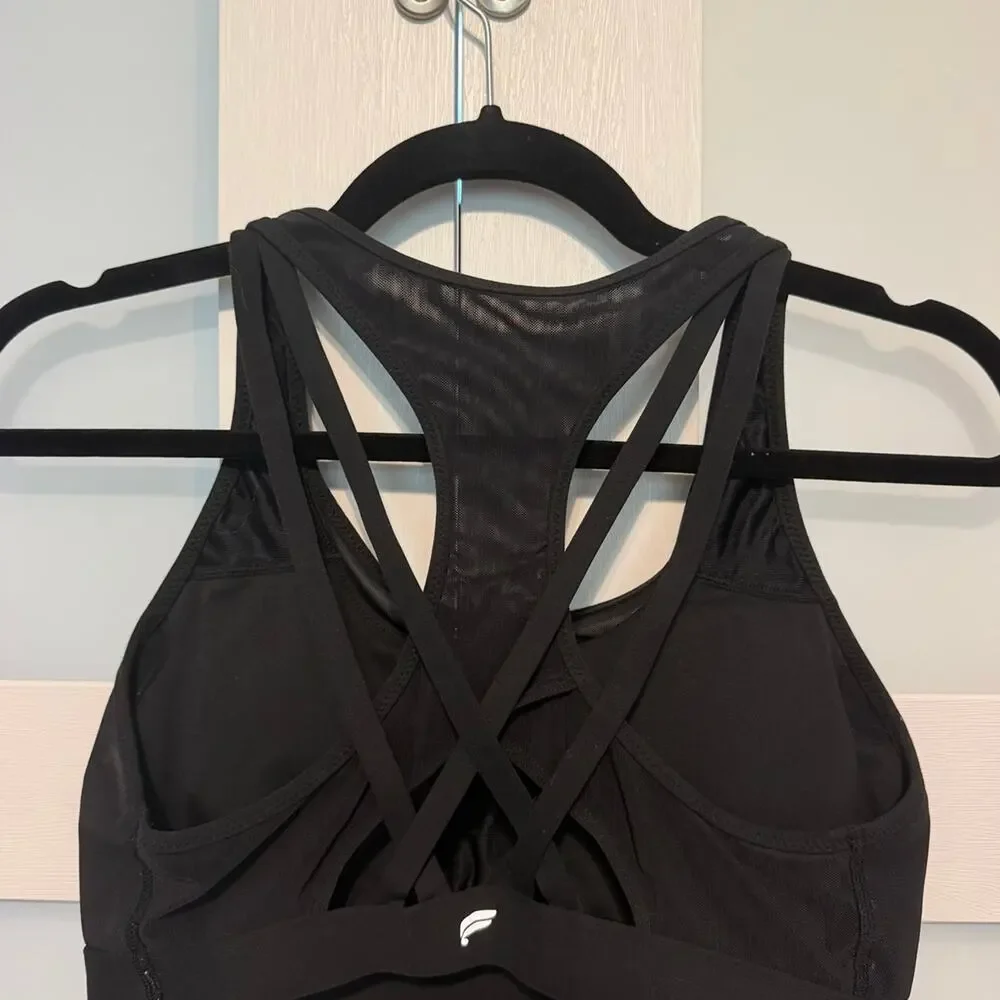 Fabletics Black Strappy Racerback Sports Bra Size Medium